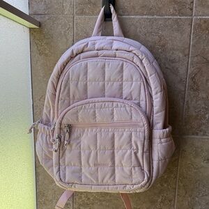 Bagsmart Quilted Backpack Blush Pink Lightweight Travel Work Study Laptop Bag